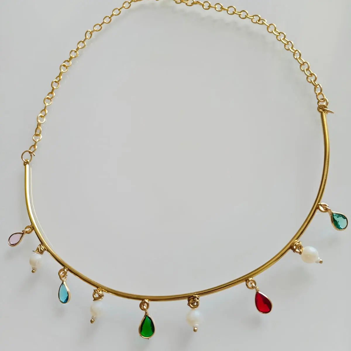 Multi colour vibrant handcrafted pearl necklace — bold office wear statement jewellery for women India