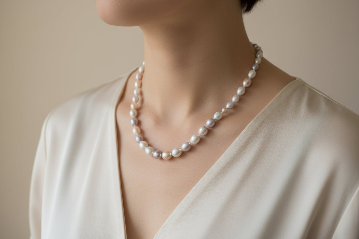 Multi colour vibrant handcrafted pearl necklace — festive ethnic jewellery for women India