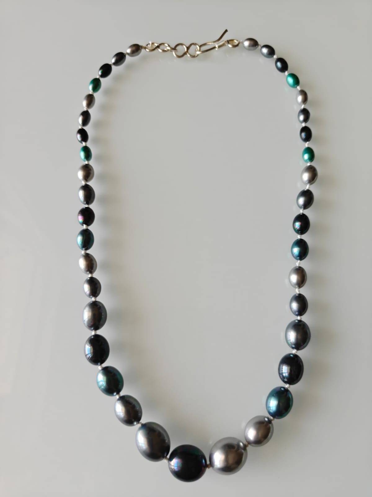 Blue color designer pearl beaded necklace – boho statement everyday jewellery for women – Oneofé