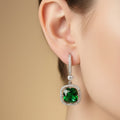 Green American diamond CZ stud earrings — festive ethnic jewellery for women India