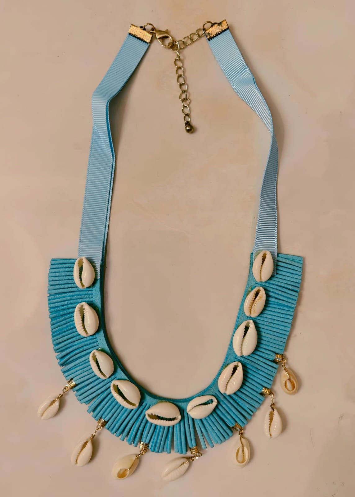 Cowrie shell handcrafted western choker necklace — boho beach gift for her jewelleryIndia