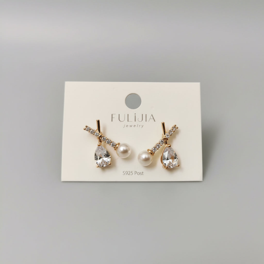 Korean Gold Plated X Shaped Fancy Stud Earring