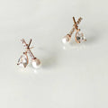 Korean gold plated X shape fancy zircon stud earrings — minimalist everyday earrings for women India