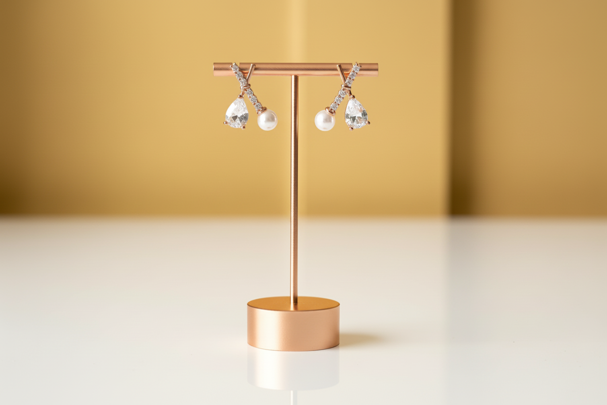 Korean gold plated X shape fancy stud earrings — sleek office wear earrings for women