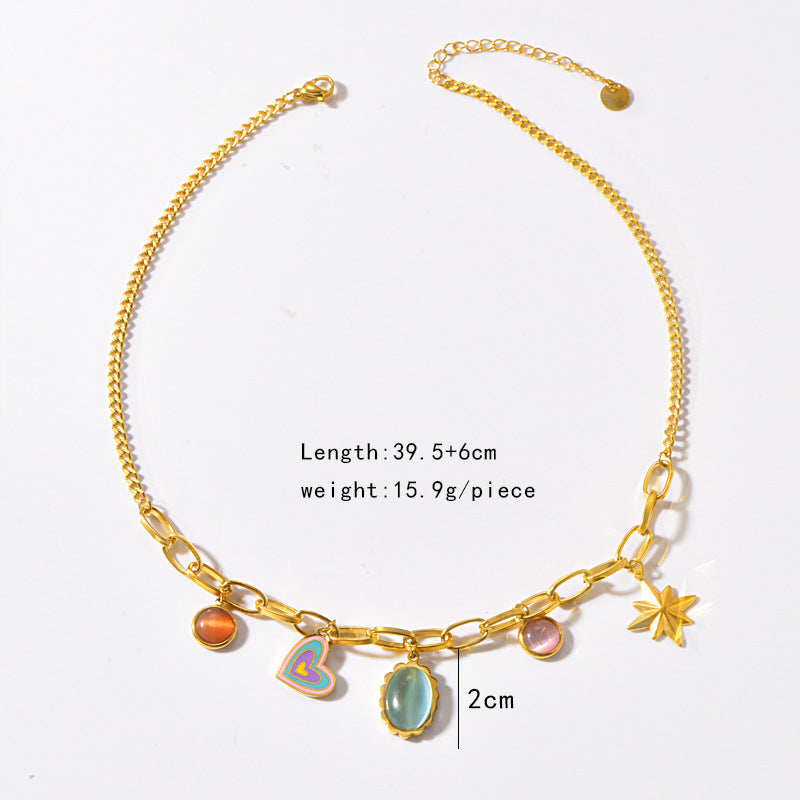 Gold plated cross heart shape Y2K sweet pendant necklace – dainty everyday jewellery for women – Oneofé