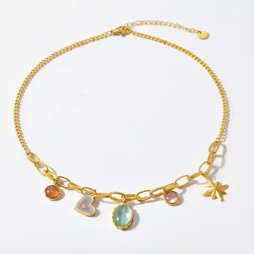 Gold plated cross heart shape Y2K sweet pendant necklace — trendy retro jewellery for women India