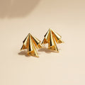 Gold plated luxurious queen pleated brass stud earrings – statement everyday jewellery for women – Oneofé