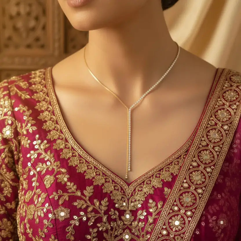 Oneofé mixed chain tassel pendant necklace — festive wear jewellery for women