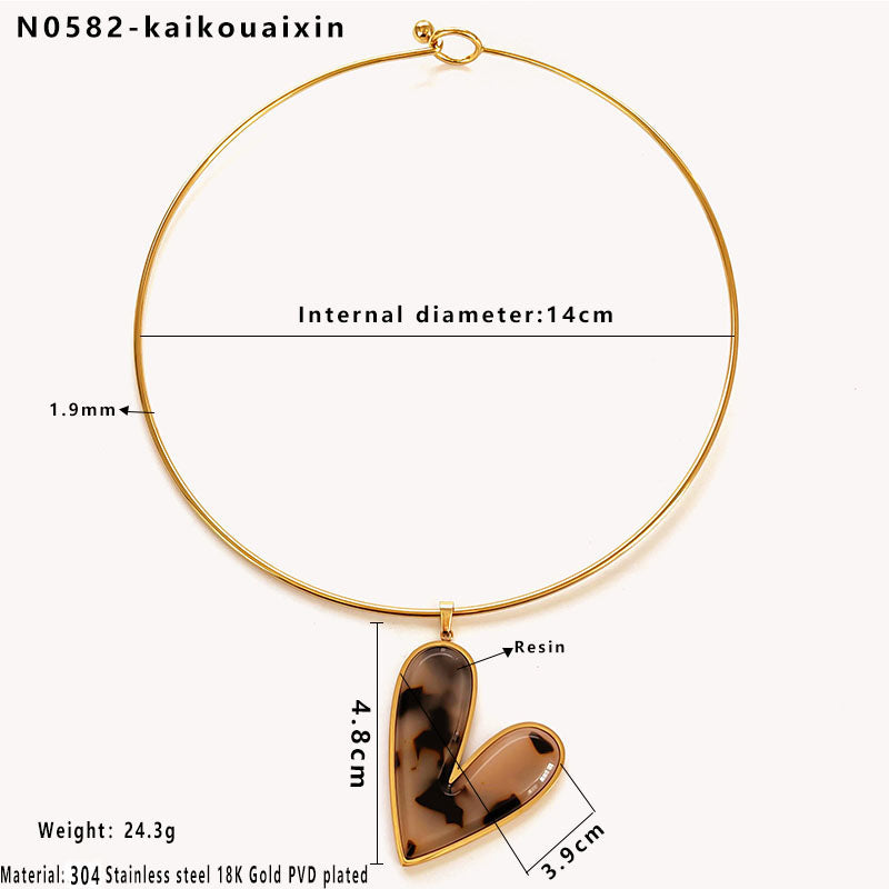 Heart shaped zircon pendant gold plated choker necklace detail  — waterproof anti-tarnish jewellery for women India