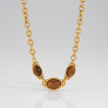 Gold plated tiger eye stone geometric necklace – vintage ethnic statement jewellery for women – Oneofé