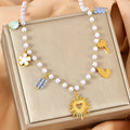 Gold plated heart shape multi charms beaded necklace – dainty everyday jewellery for women – Oneofé

