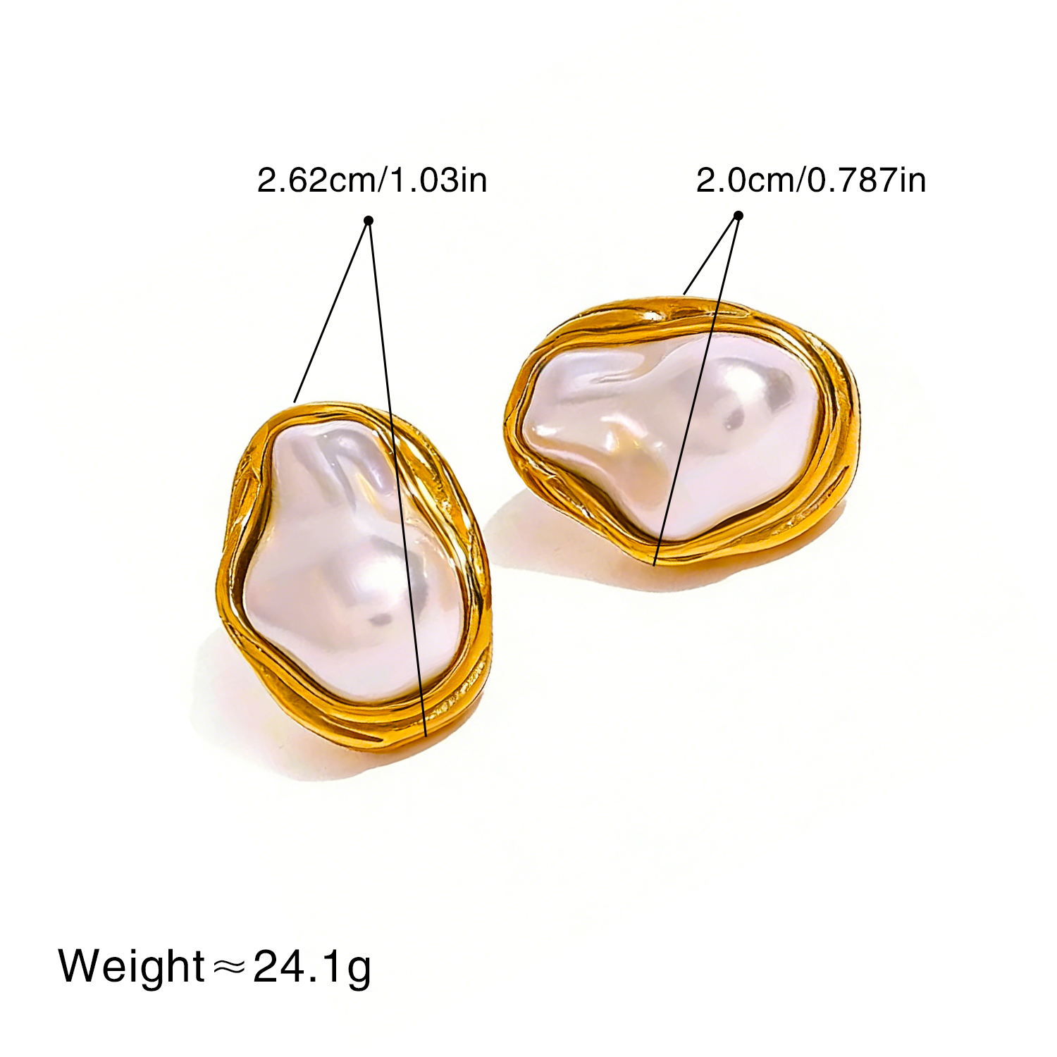 Gold plated irregular stud earrings – dainty minimalist everyday jewellery for women – Oneofé
