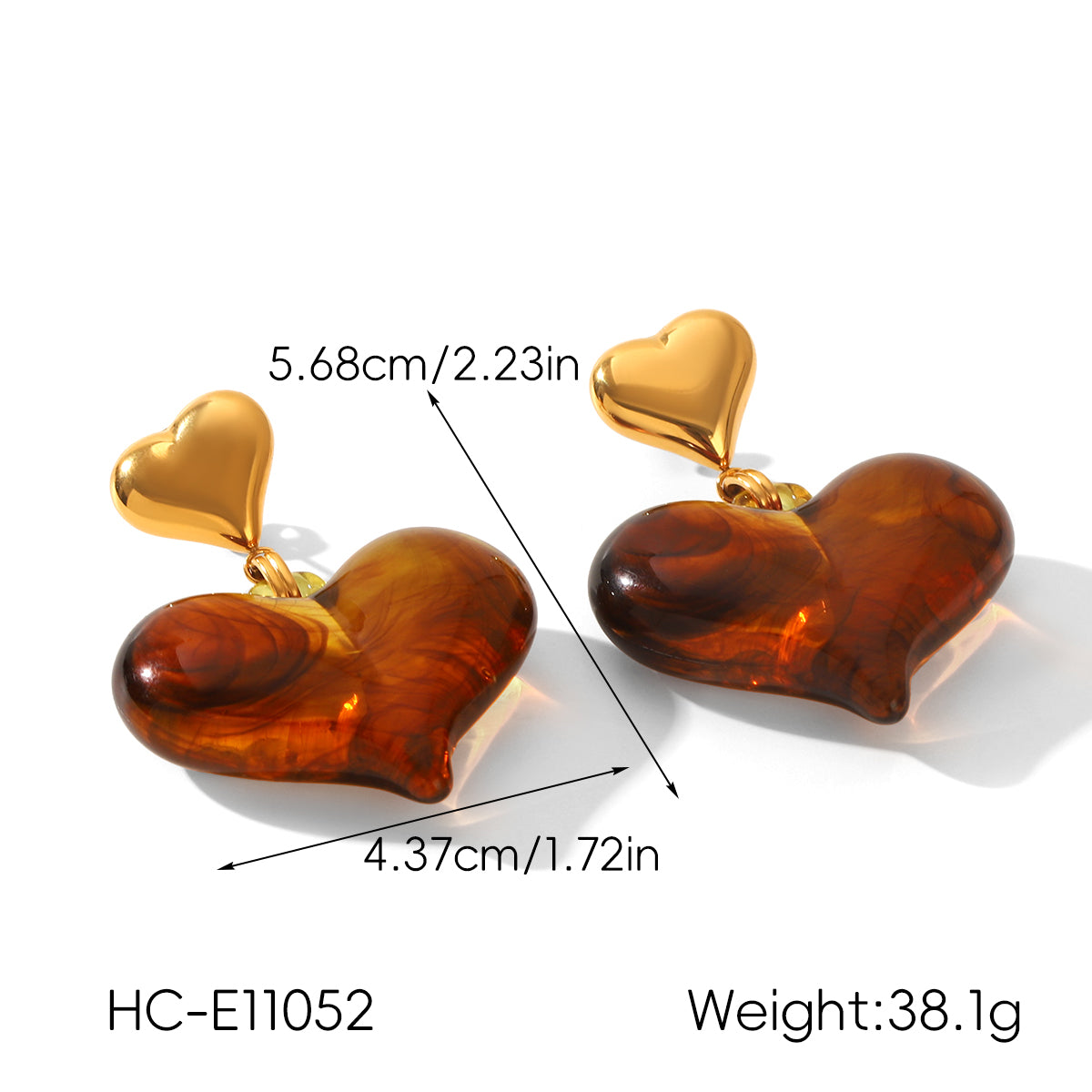 Gold plated handmade heart shape stud earrings for women – Oneofé