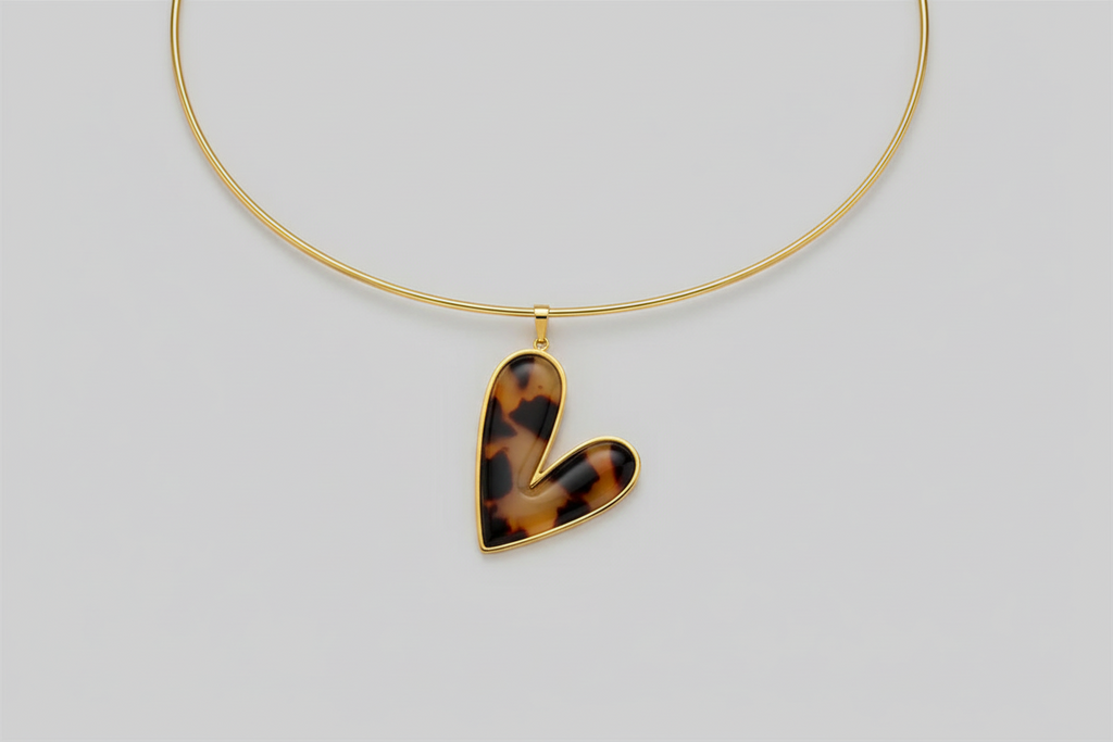 Heart shaped zircon pendant gold plated choker necklace — waterproof anti-tarnish jewellery for women India