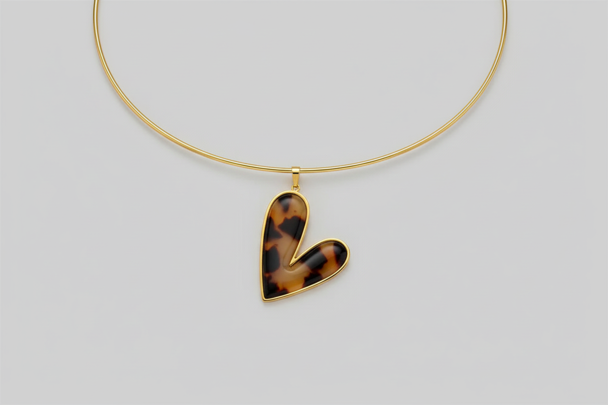 Heart shaped zircon pendant gold plated choker necklace — waterproof anti-tarnish jewellery for women India
