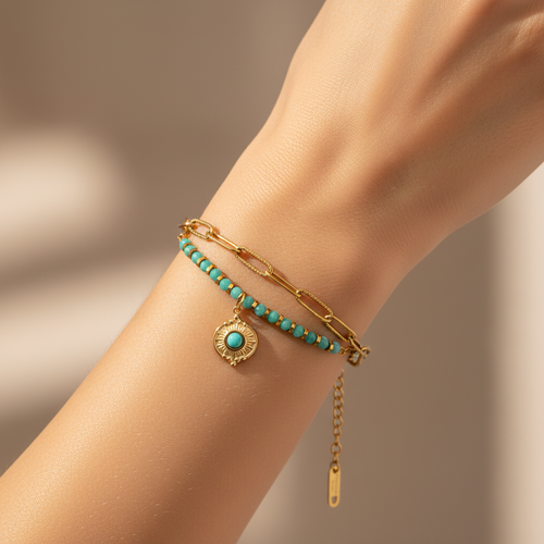 Aura clear titanium steel natural stone bracelet — spiritual healing jewellery for women India