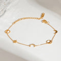 Gold plated moon charm cable chain bracelet — celestial minimalist stackable jewellery for women India