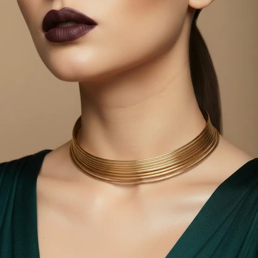 Stylish gold colour Amrapali inspired hansli choker necklace — traditional  gift for her for women