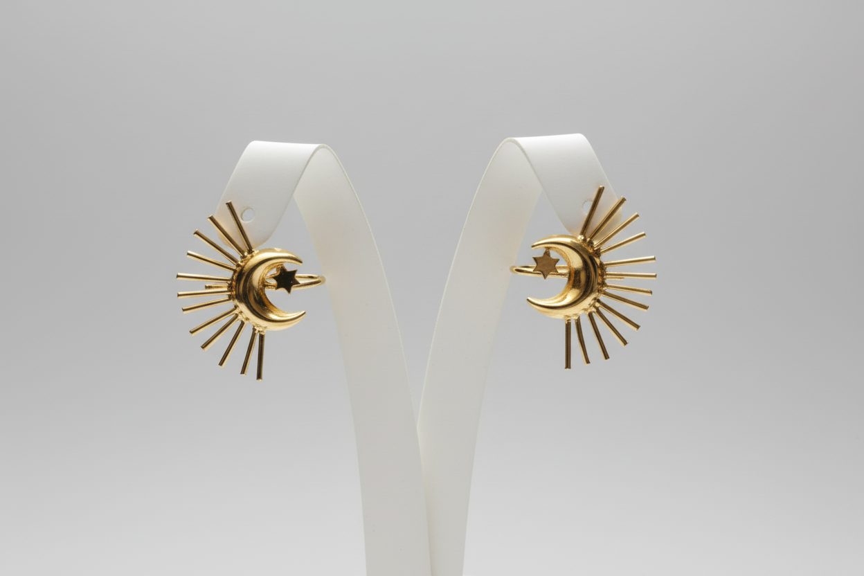 Gold colour Amrapali inspired CZ drop earrings — traditional Indian festive jewellery for women