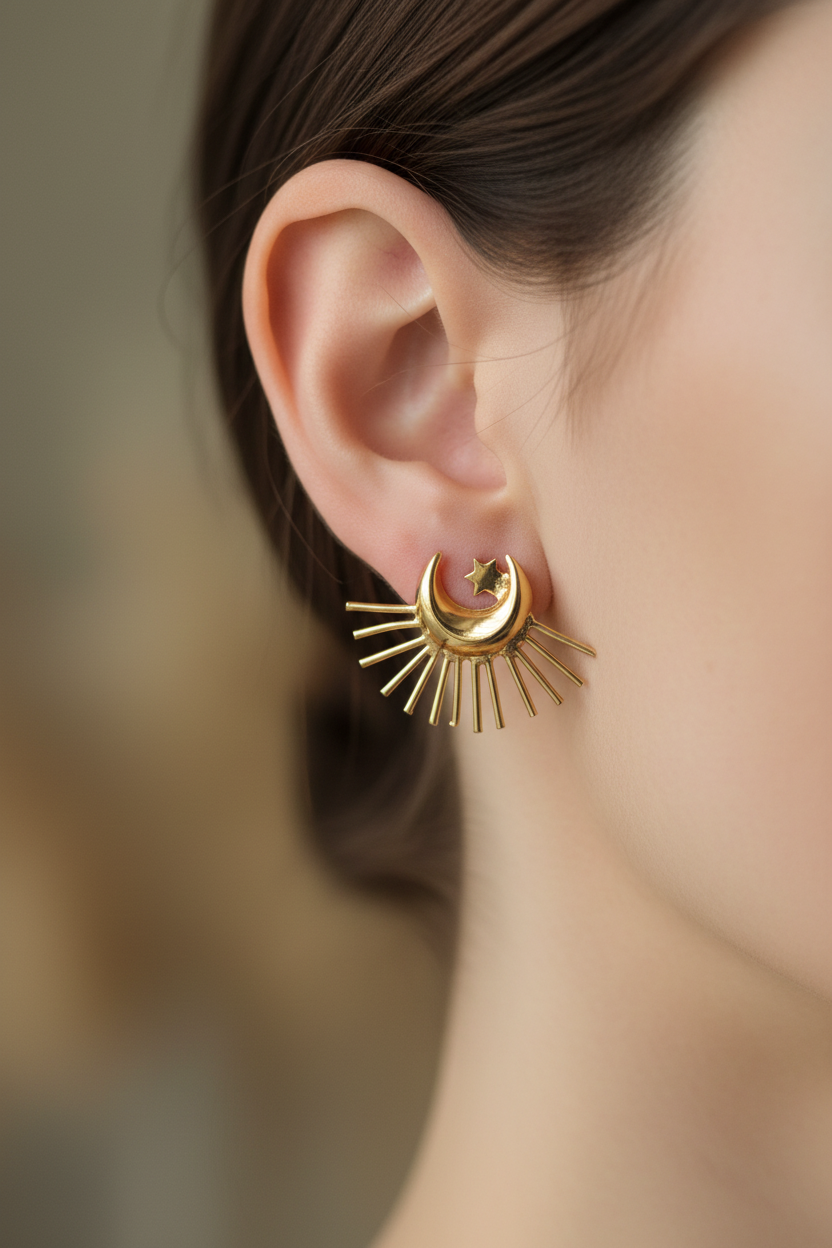 Gold colour Amrapali inspired CZ drop earrings — traditional Indian festive jewellery for women