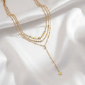 Asymmetrical star layered single necklace — gold plated minimalist jewelleryIndia