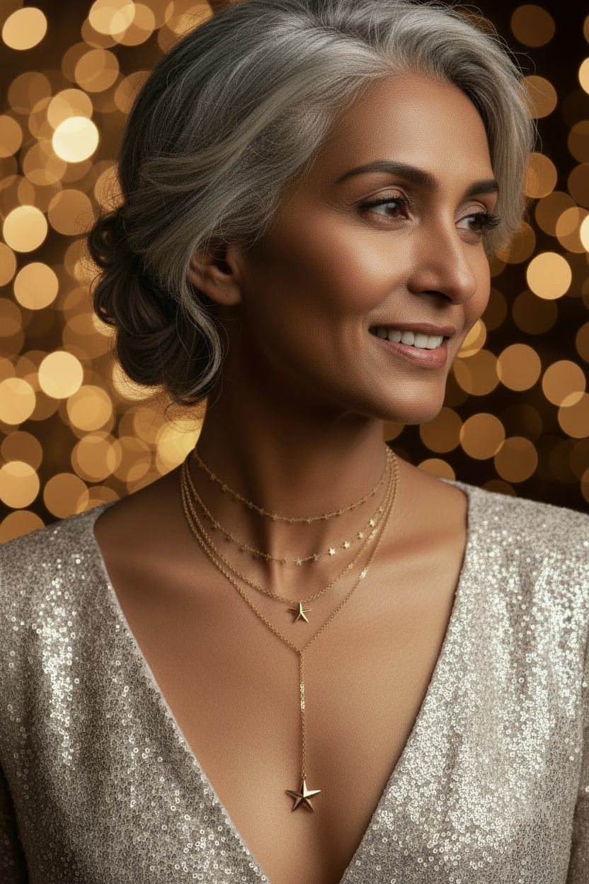Asymmetrical star layered necklace — gold plated minimalist jewellery gift for her India


