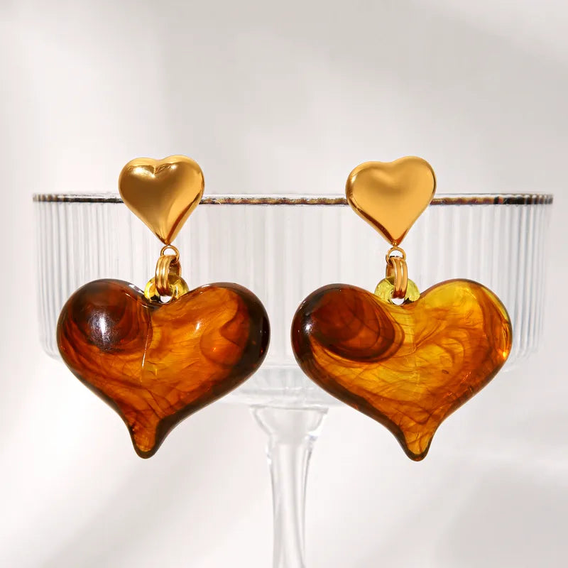 Gold plated handmade heart shape stud earrings – dainty everyday jewellery for women – Oneofé

