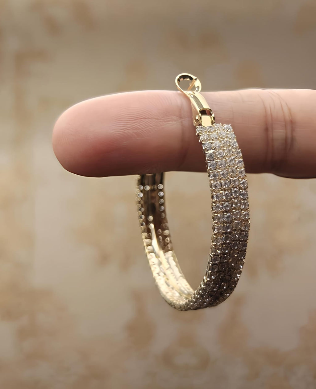 Korean style cz gold plated Hoop earring