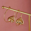 Gold plated heart shape ball hoop earrings — modern minimalist everyday earrings for women India