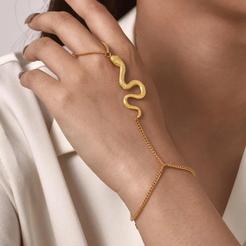 Gold plated snake style lobster clasp bracelet — waterproof stackable jewellery for women India