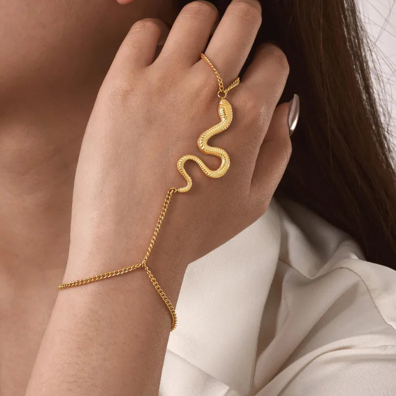 Gold plated snake style lobster clasp bracelet — waterproof stackable jewellery for women India