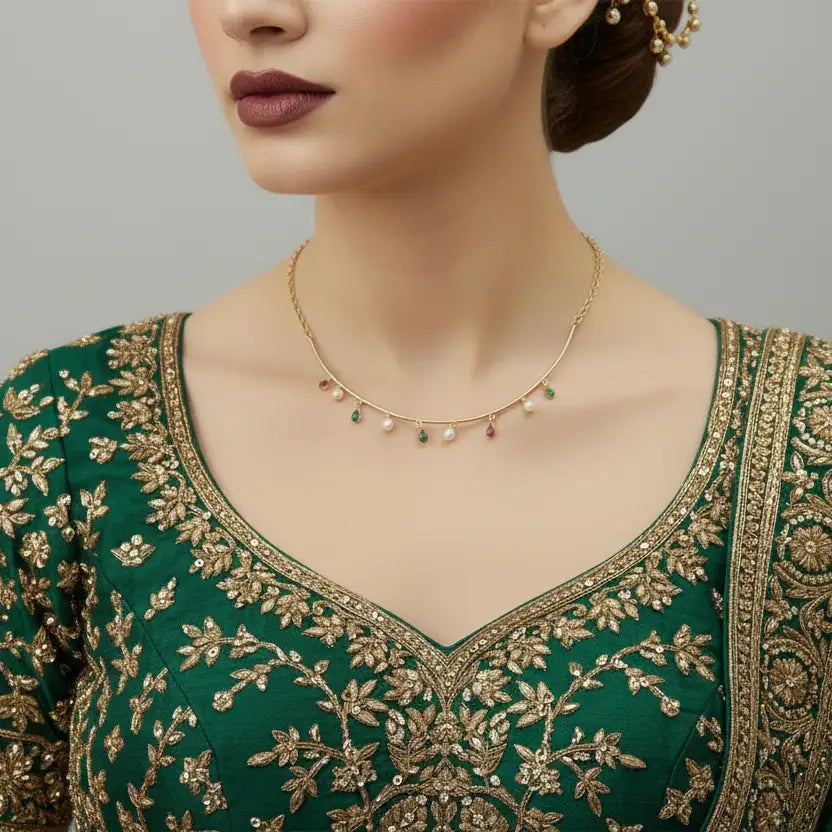 Multi colour vibrant handcrafted pearl necklace — bold office wear statement jewellery for women India