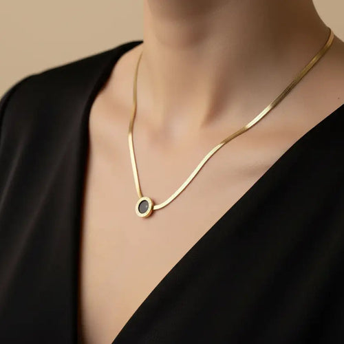 Black roman embrace pendant necklace – edgy statement everyday jewellery for women – Oneofé