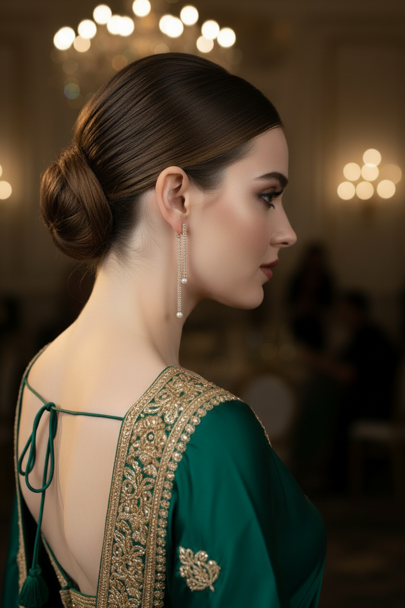 Korean rose gold plated freshwater pearl dangler earrings — glamorous party wear earrings for women India