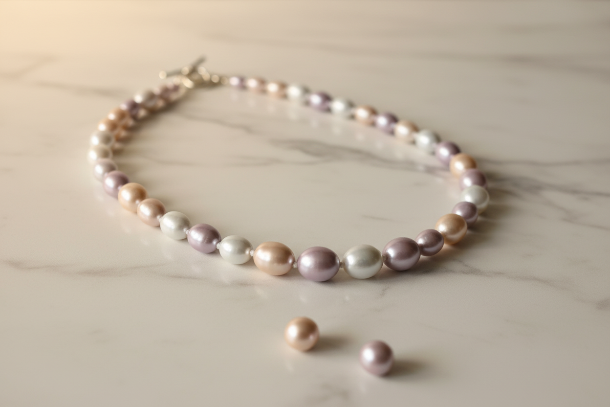 Multi color vibrant handcrafted pearl beaded necklace – boho ethnic everyday jewellery for women – Oneofé